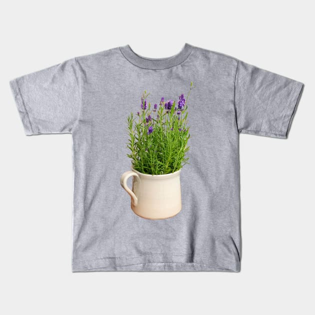 Lavender Plant in a Jug for Mothers Day Kids T-Shirt by ellenhenryflorals